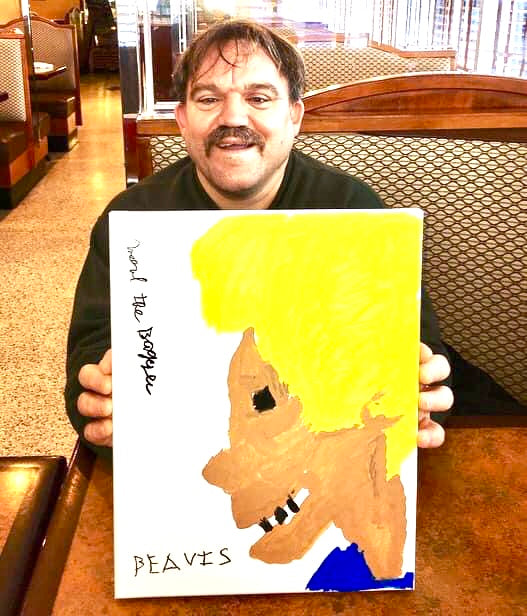 Mark the Bagger - Hand Painted and Signed Beavis Mounted Canvas