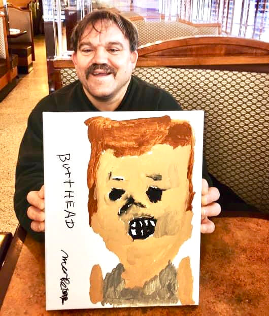 Mark the Bagger - Hand Painted and Signed Butthead Mounted Canvas